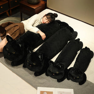 Cute Black Cat Plush Toys Funny Sleeping Animal Pillow