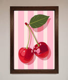 Cherries On Stripes Framed Print