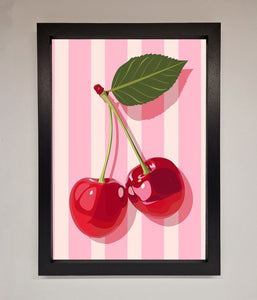 Cherries On Stripes Framed Print