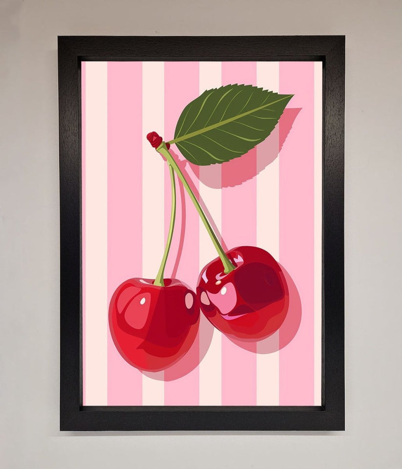 Cherries On Stripes Framed Print